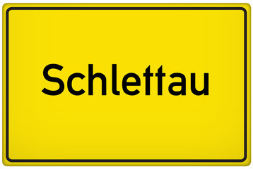 Fototapeta premium Ortsschild der Stadt Schlettau