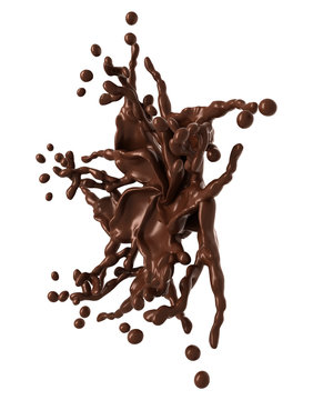 Splash: Liquid chocolate star shape with drops