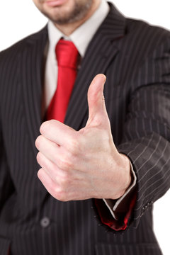 Business man hand with thumb up