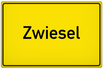 Fototapeta premium Ortseingangsschild der Stadt Zwiesel
