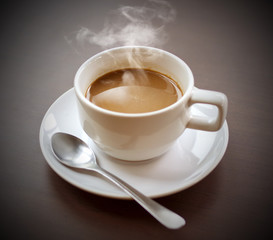 Hot coffee on your desk.