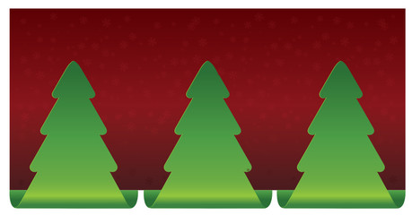 Christmas tree snowflakes on red background