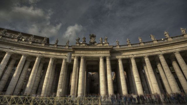 Timelapse of St. Peter's Square at the Vatican fisheye