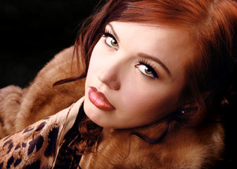 beautiful woman in fur