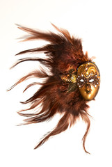 Venetian Brown mask with feathers