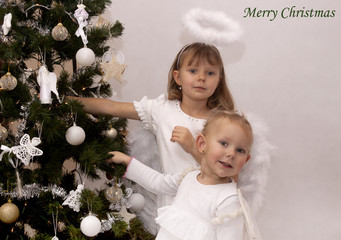 Kartka świąteczna z Aniołami - Wesołych Świąt