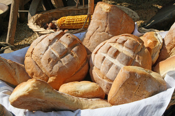 fragrant basket of freshly baked bread for sale