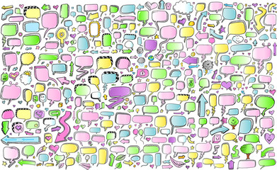 Notebook Doodle Color Speech Bubble Vector Set