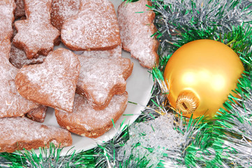 Christmas chocolate cookie, ball and decoration