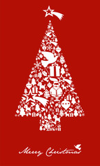 Fototapeta na wymiar Boże Narodzenie zestaw ikon w kształcie drzewa z gwiazdą