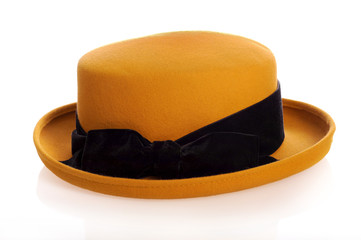Yellow hat with black ribban