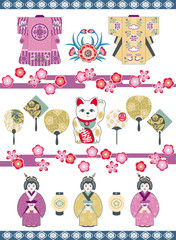 Japanese traditional vector, elements