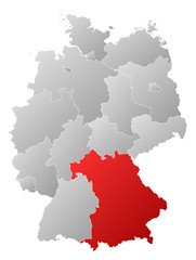 Map of Germany, Bavaria highlighted