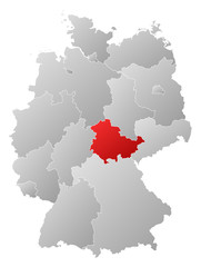 Map of Germany, Thuringia highlighted