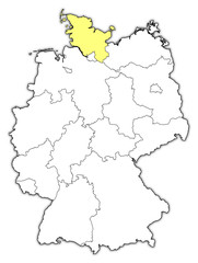 Map of Germany, Schleswig-Holstein highlighted