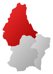 Map of Luxembourg, Diekirch highlighted