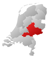 Map of Netherlands, Gelderland highlighted