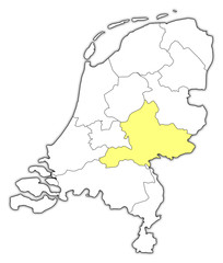 Map of Netherlands, Gelderland highlighted