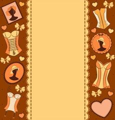 Vintage background with corsets and ornament .