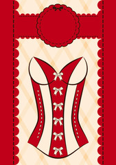 Vintage corset on ornament background.