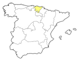 Obraz na płótnie Canvas Map of Spain, Basque Country highlighted