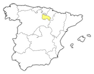 Plakat Map of Spain, La Rioja highlighted