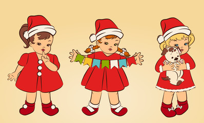 Cartoon little girl in suit Snow Maiden.