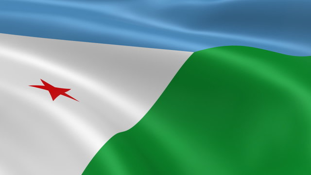 Djiboutian flag in the wind. Part of a series.