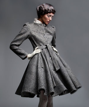 Fashion model in retro apparel
