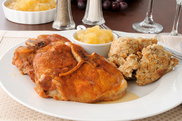 Pork chops with herb stuffing