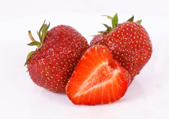 Beautiful strawberries isolated on white