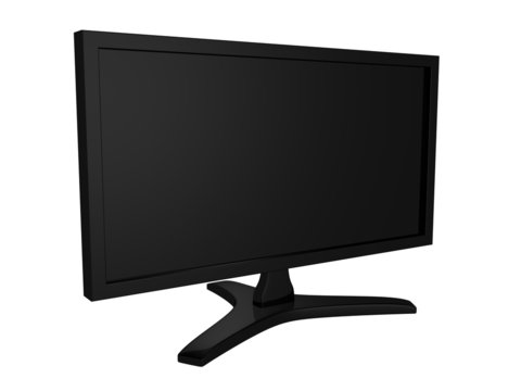 Lcd tv black monitor on white background