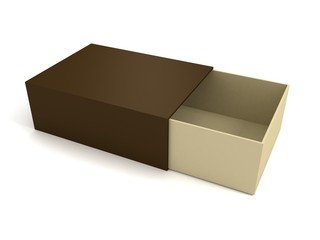 Open empty gift brown box on white background