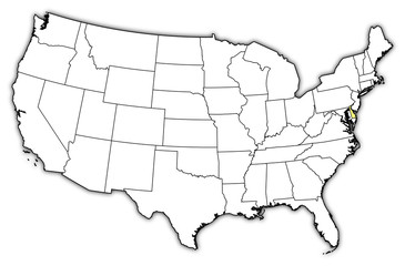 Fototapeta premium Map of the United States, Delaware highlighted