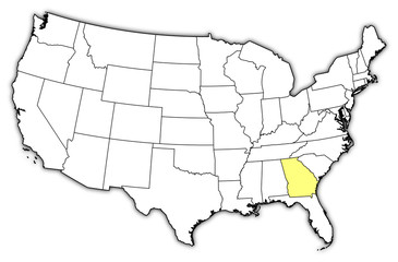 Map of the United States, Georgia highlighted