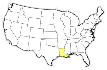 Fototapeta premium Map of the United States, Louisiana highlighted
