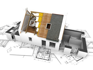 House with exposed roof layers and plans