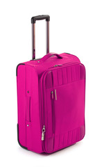 Pink suitcase isolated on a white