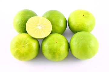 Limes fruit on white background.