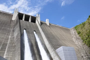 Fotobehang Dam Miyagase Dam sightseeing release