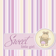 childish baby shower card with hippo toy