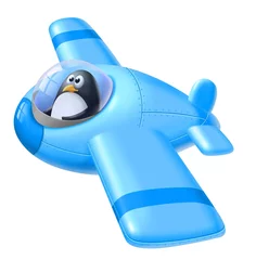 Cercles muraux Avion, ballon pingouin aviateur