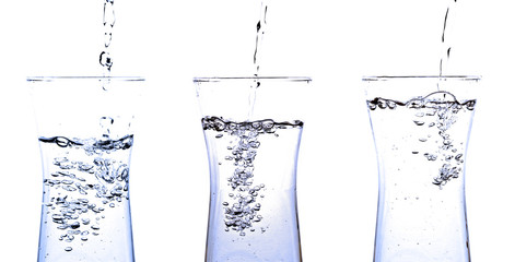 set of pouring water in glass images