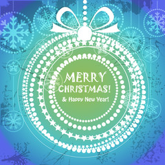 Greeting card with ornamented christmas bauble