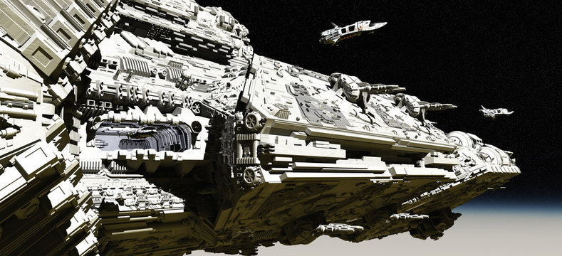 Battle Cruiser Deploying Scout Ships