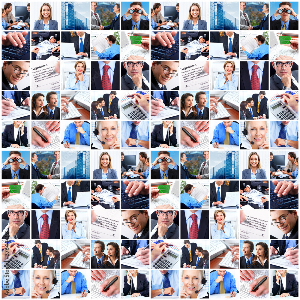 Poster collage of business people.