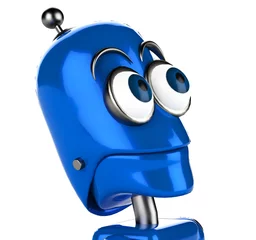 Crédence de cuisine en verre imprimé Robots robot bleu en levant