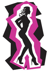 woman's silhuette, profile, fashion illustration