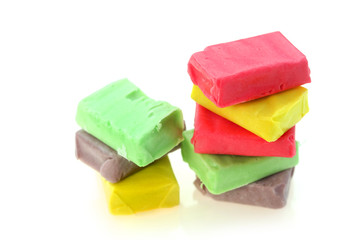 Stack of rectangle shaped colorful soft candys