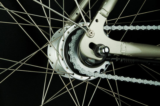 Fototapeta Rear bicycle wheel parts
